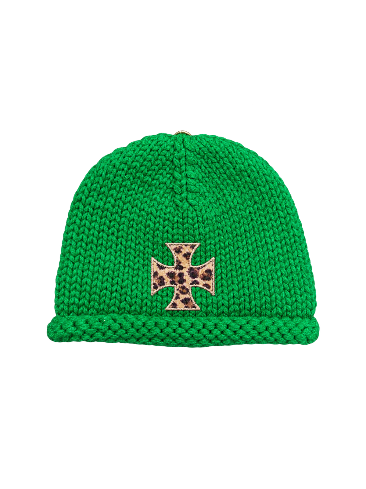 Nymora Green Leopard Logo Beanie